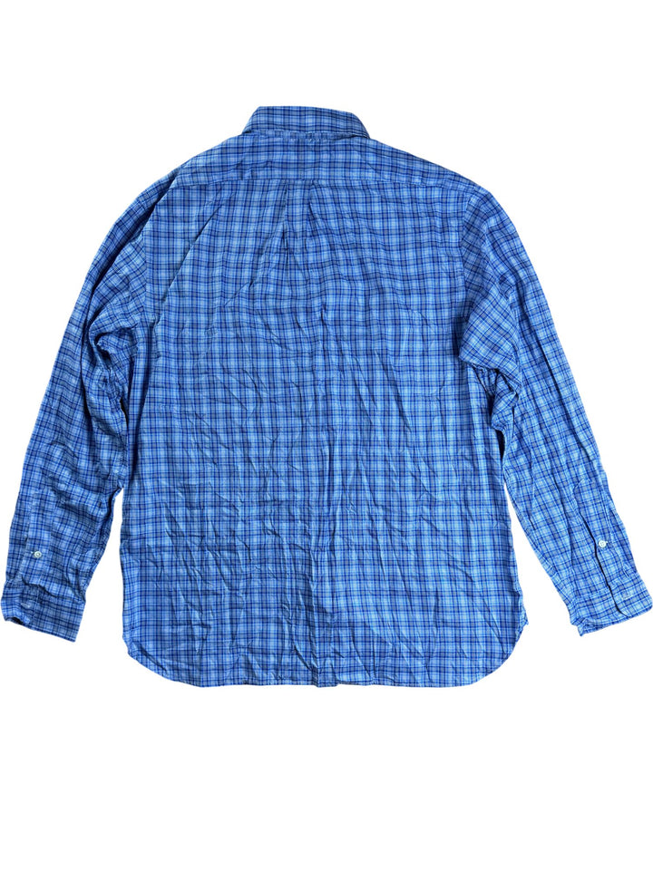 Ralph Lauren Blue Plaid Long Sleeve Shirt - XXL