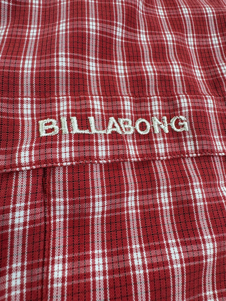 Billabong Red Checkered Short Sleeve Shirt - M