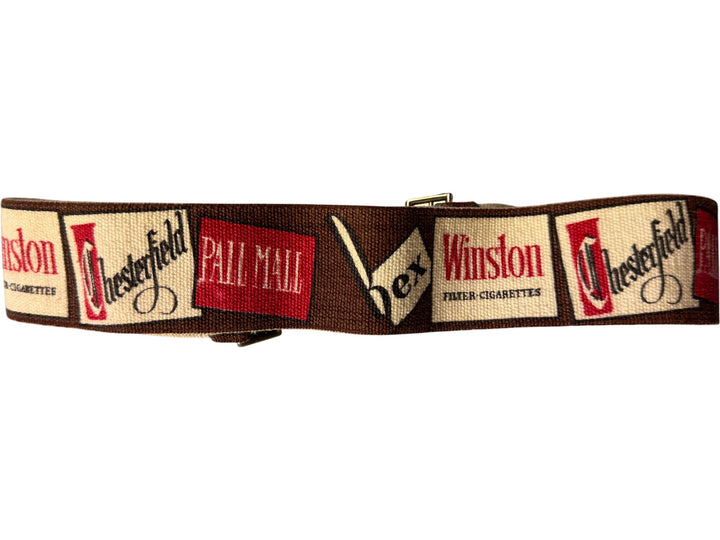 Retro Cigarette Label Belt with Blue Jeans Buckle