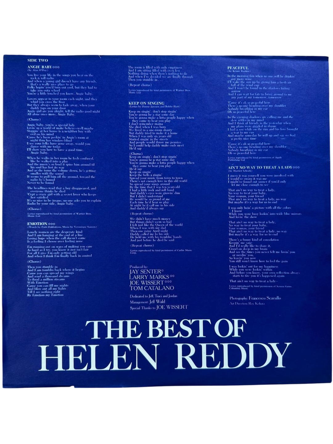 The Best Of Helen Reddy Vinyl Record - Very Good