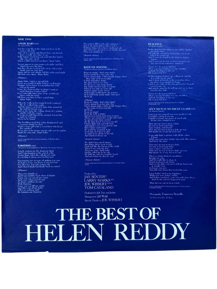 The Best Of Helen Reddy Vinyl Record - Very Good