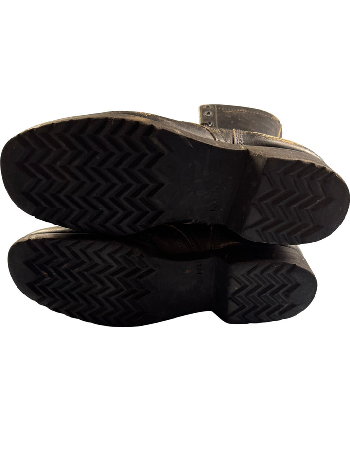 Black Leather Combat Boots - SIZE 12