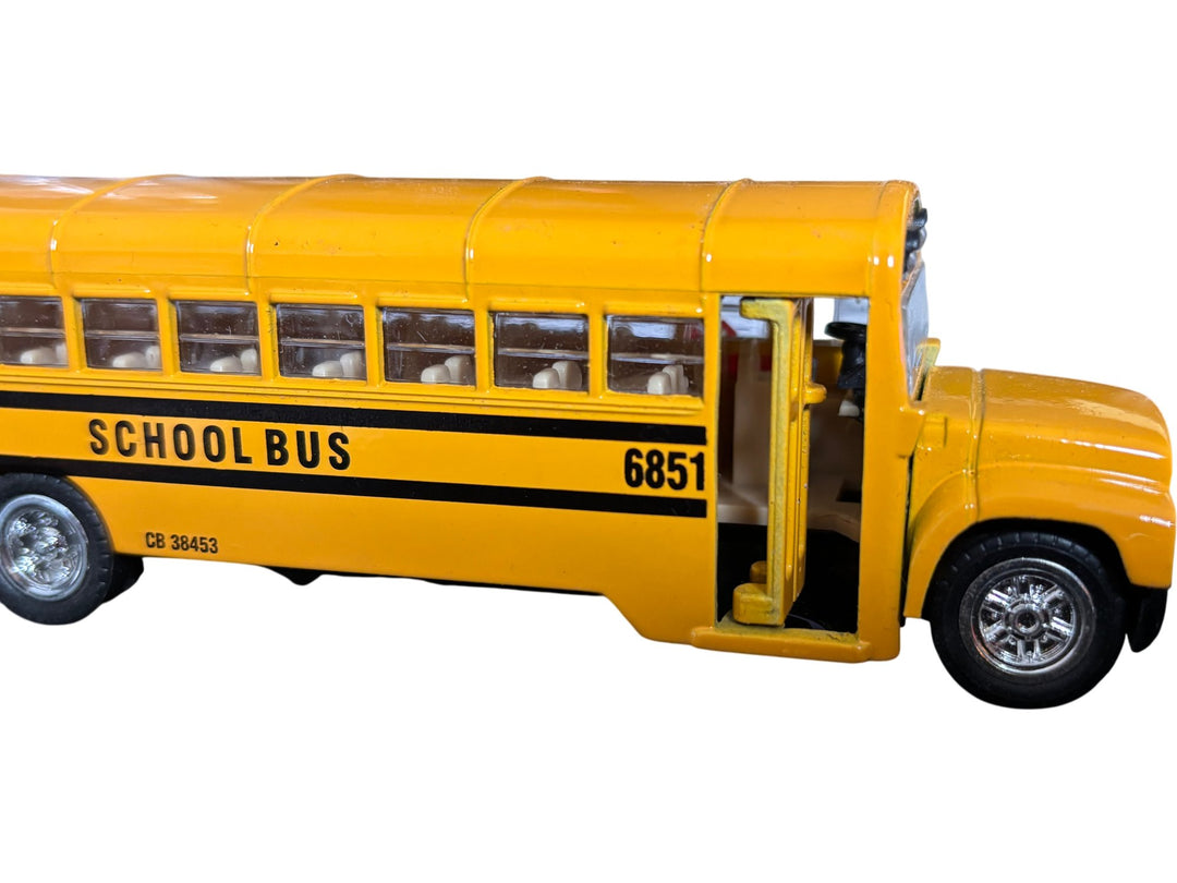 Yellow Diecast Model School Bus With Opening Doors Collectible Toy - Think Vintage