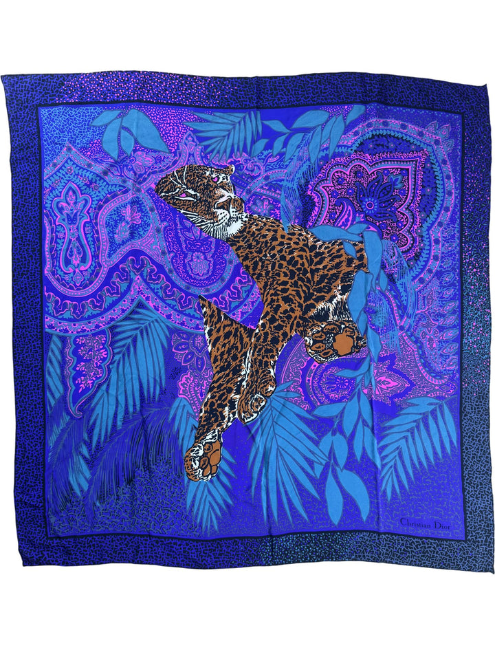 Christian Dior Leopard Print Silk Scarf