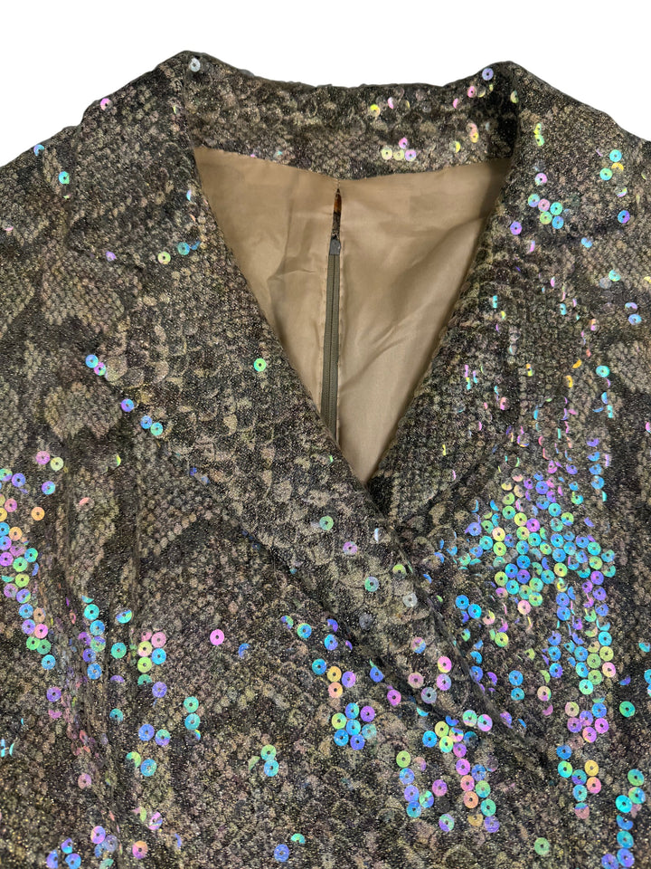 Sequin Long Sleeve Dress - L