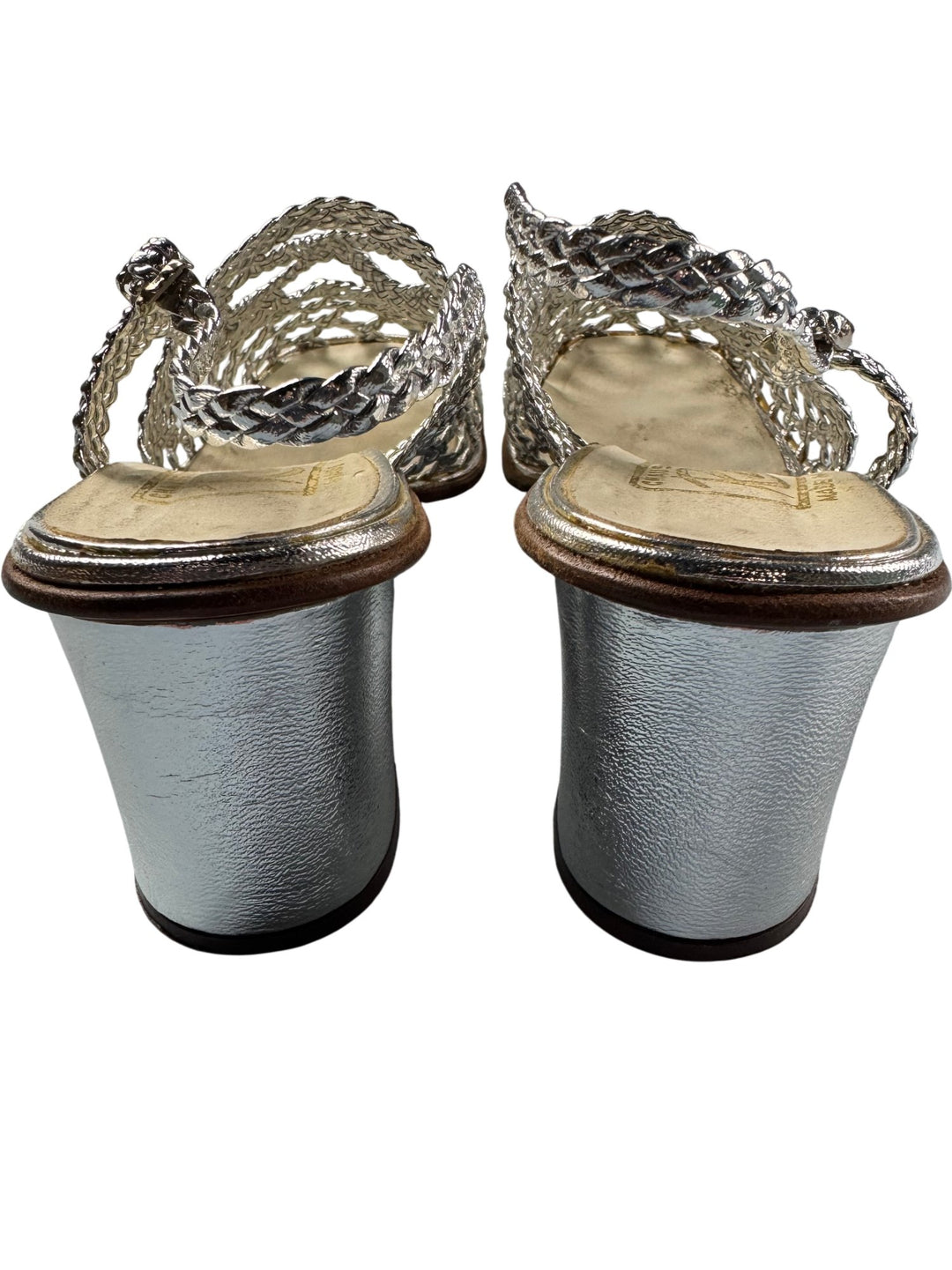 Ravel Silver Metallic Woven Sandals - 8