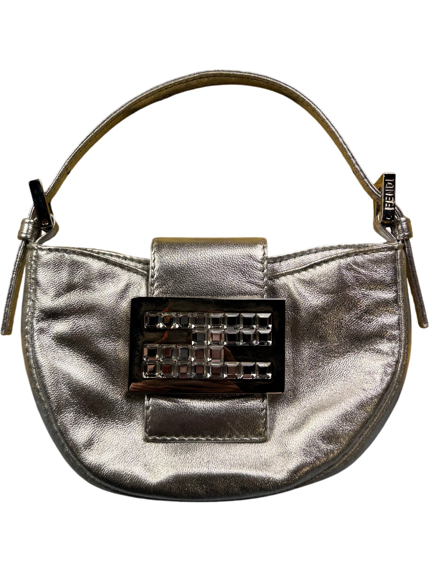 Fendi Metallic Silver Clutch Bag