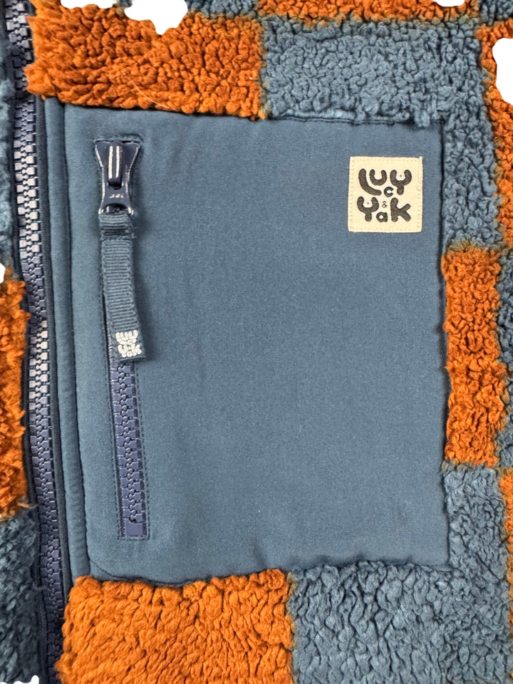 Recycled Polyester Checkered Fleece Jacket - M