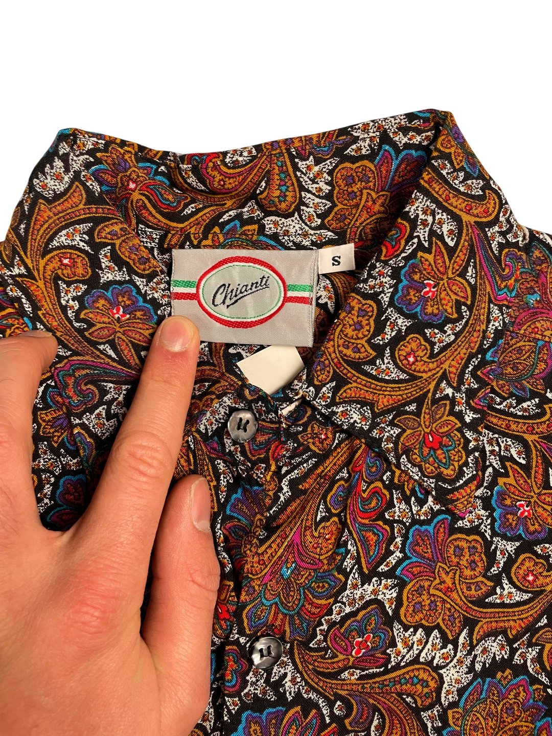 Chianti Paisley Short Sleeve Shirt - L - Think Vintage