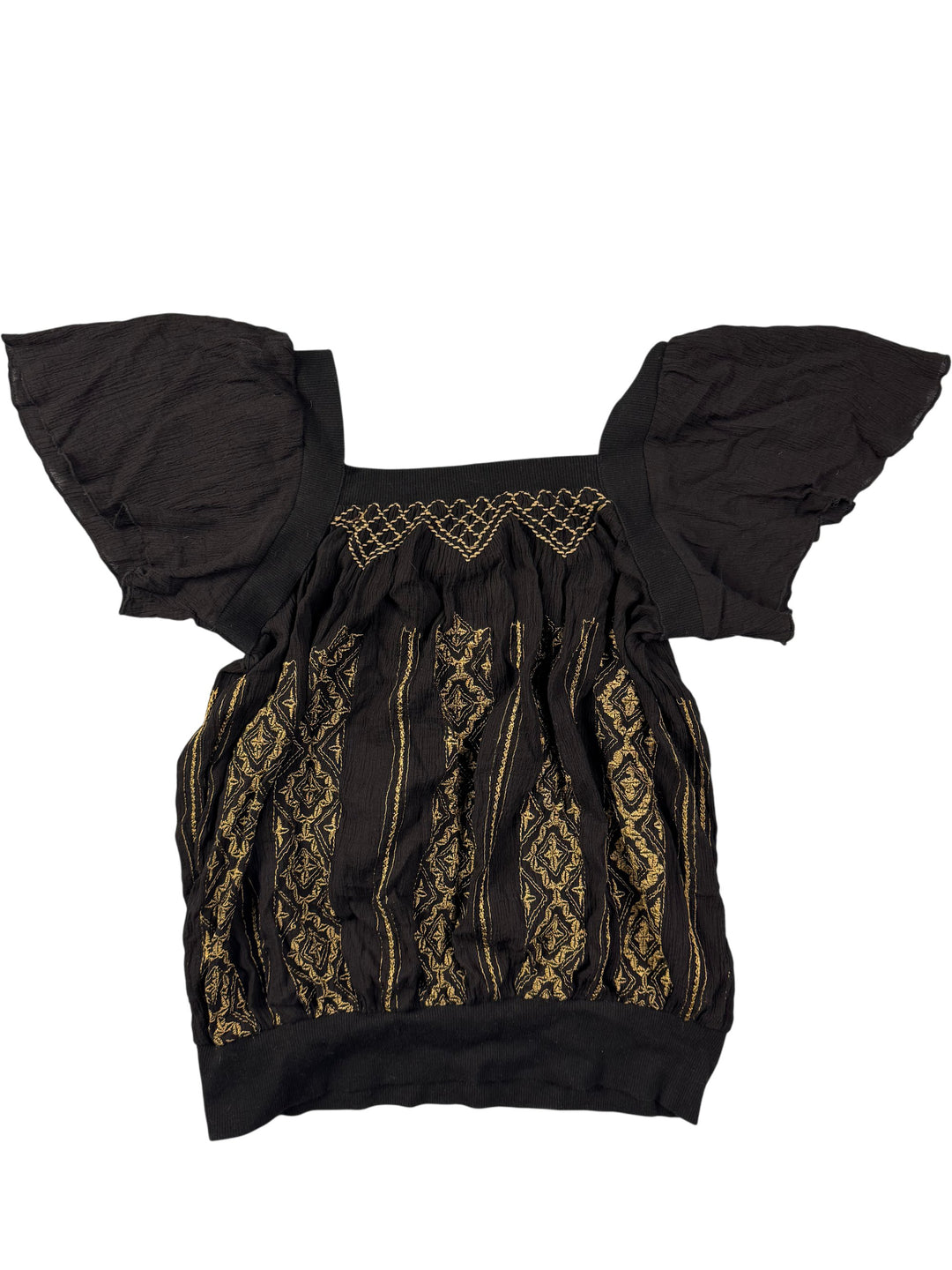 Embroidered Short Sleeved Blouse - S