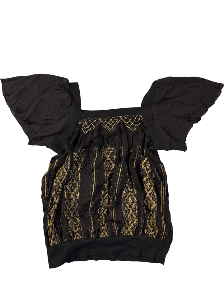 Embroidered Short Sleeved Blouse - S
