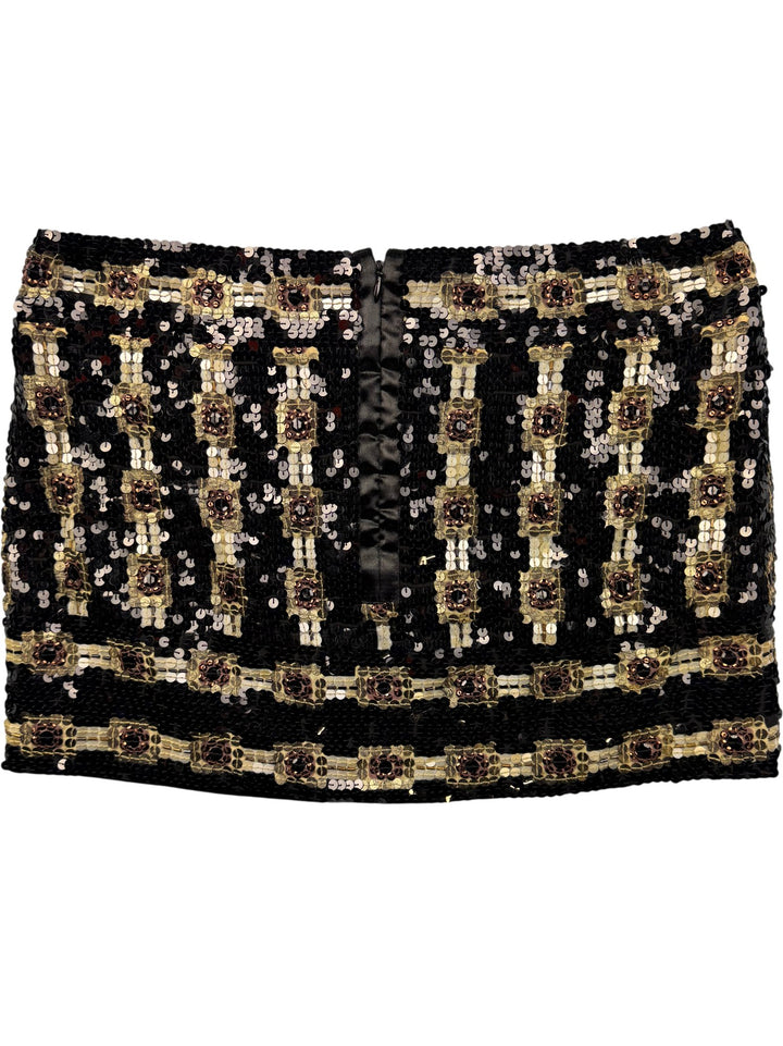 Sequin Embellished Black Mini Skirt - W31