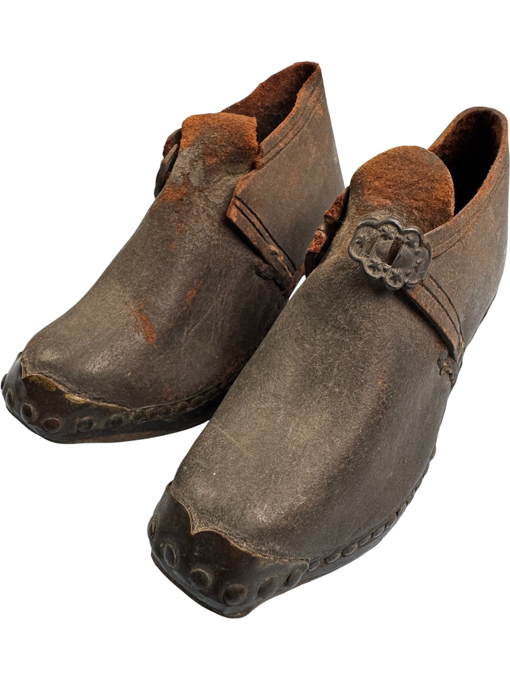 Antique Leather Buckled Shoes - Think Vintage