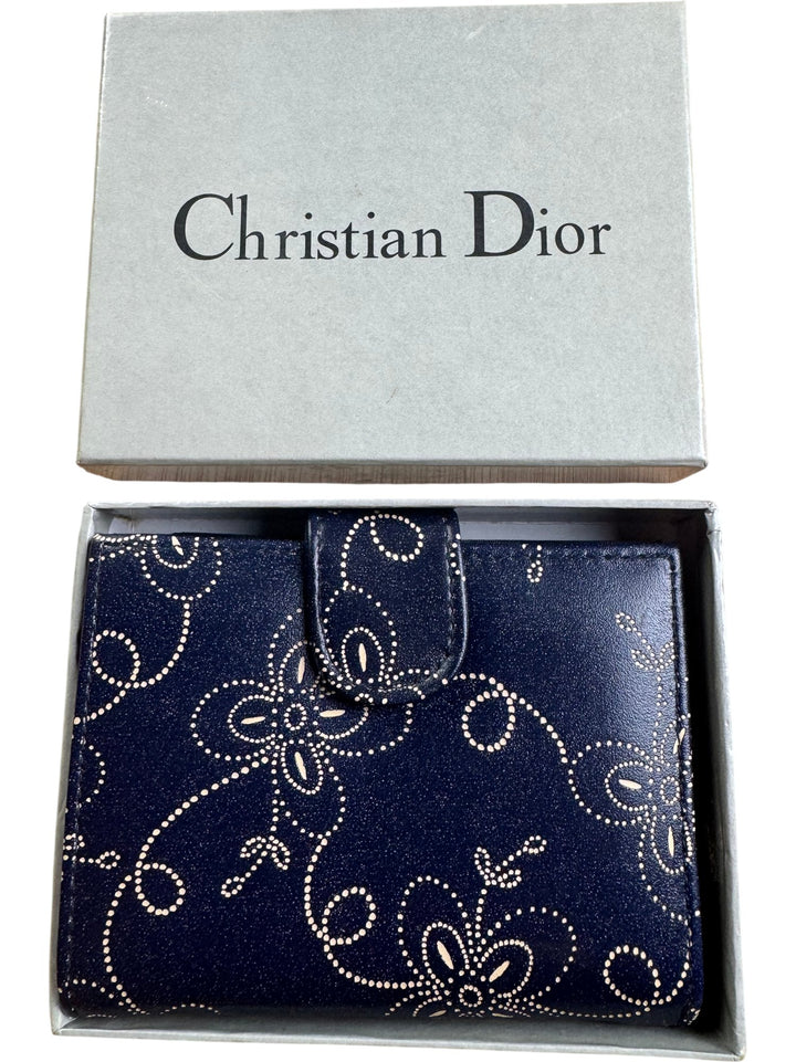 Christian Dior Blue Floral Pattern Wallet