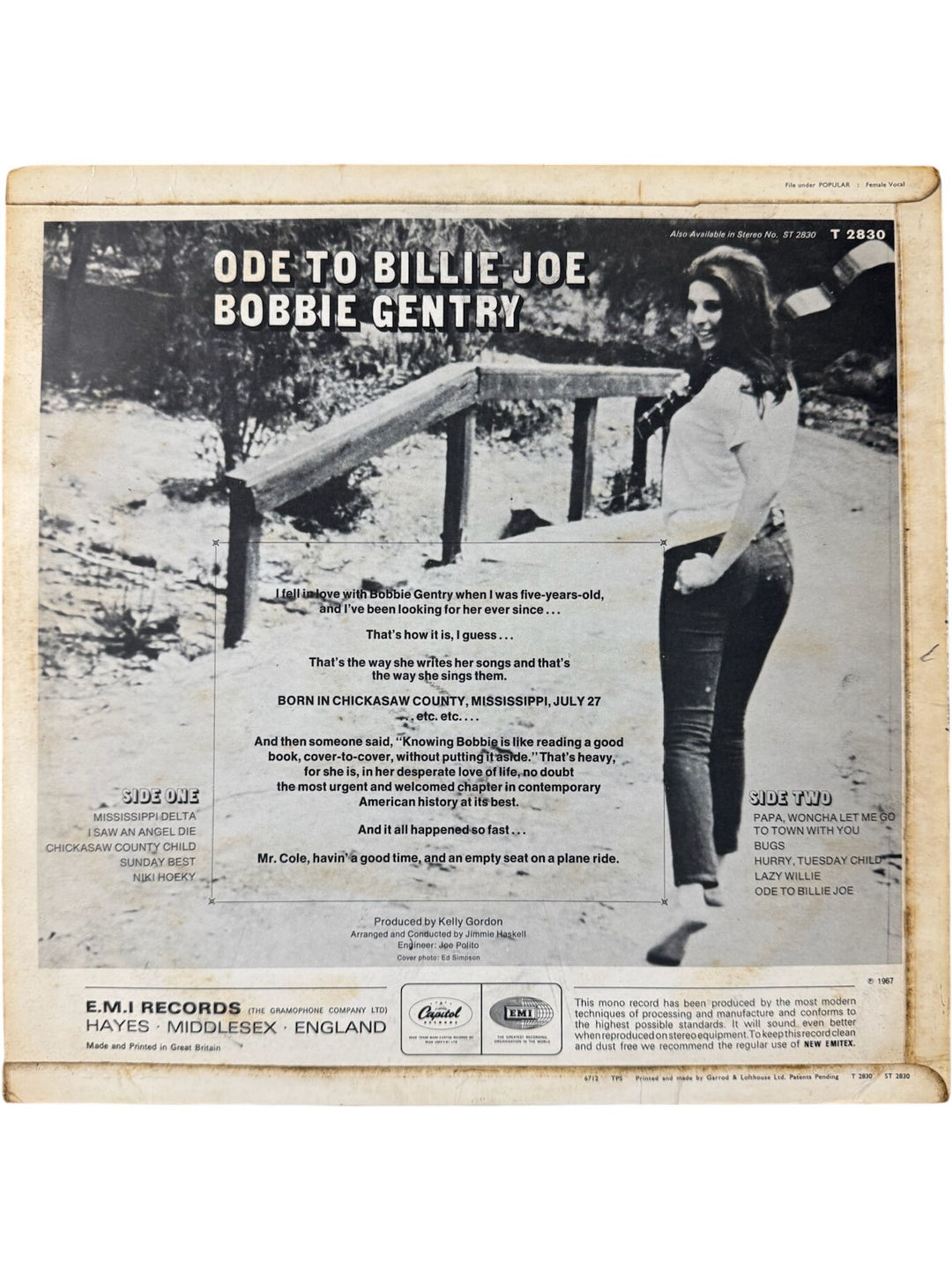 Bobbie Centry Ode To Billie Joe - Very Good