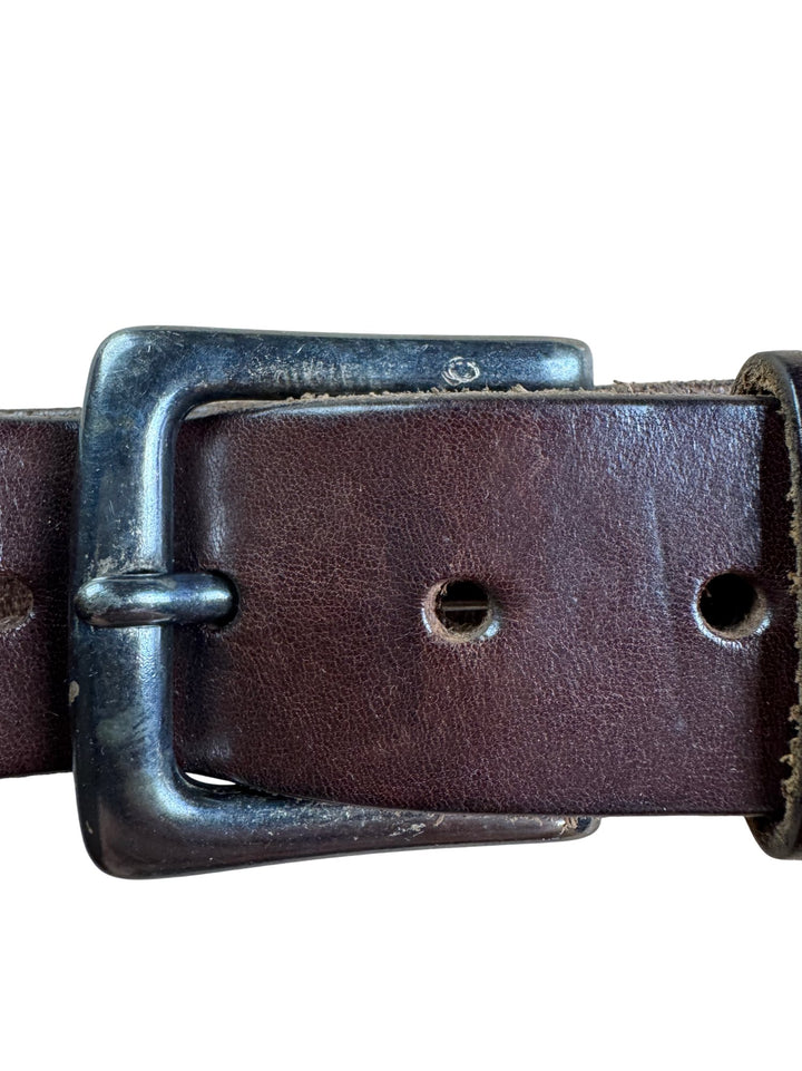 Calvin Klein Brown Leather Belt with Metal Logo Buckle - W24-29