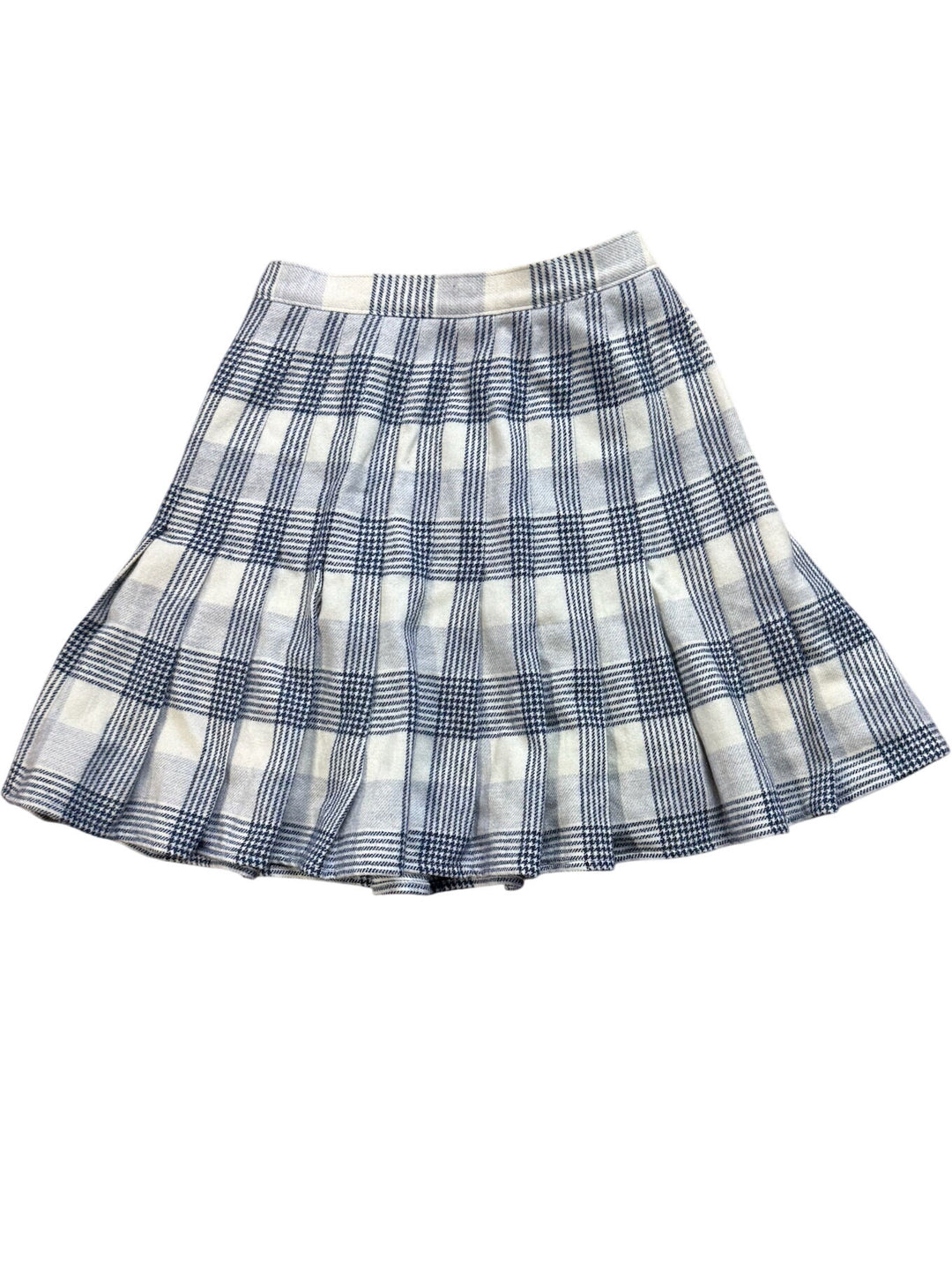 Blue Pleated Checkered Skirt