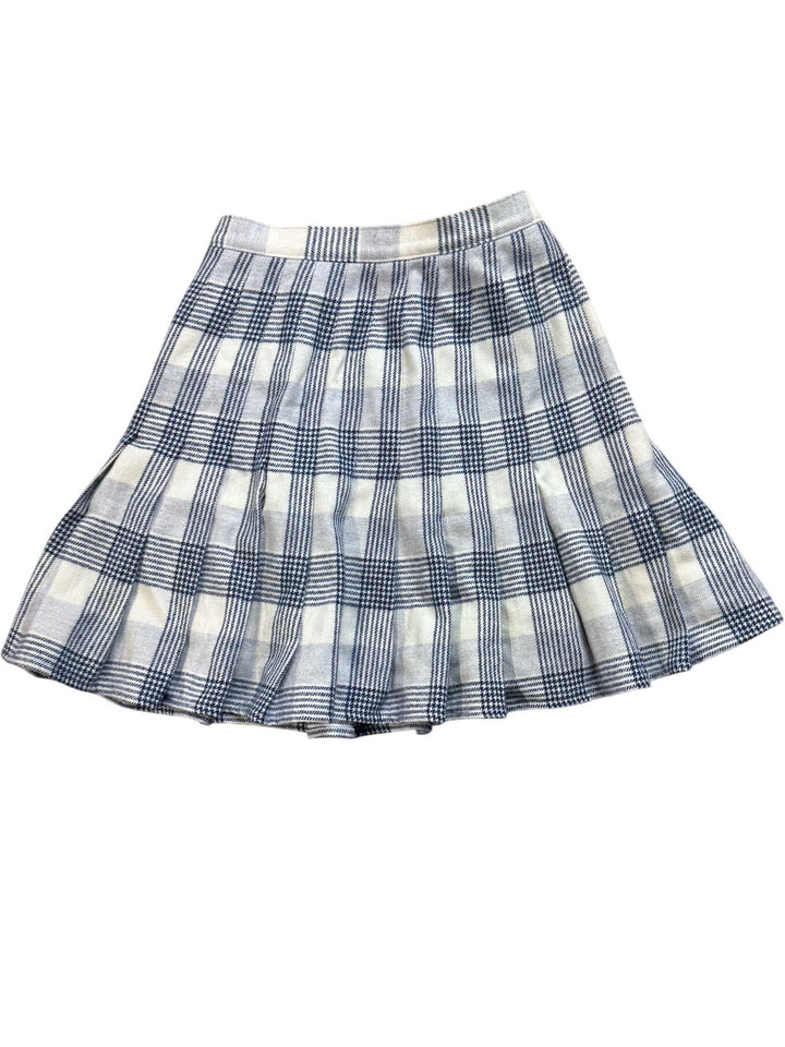 Blue Pleated Checkered Skirt