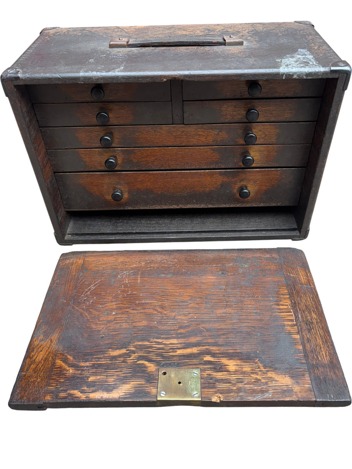Vintage Wooden Tool Cabinet With Drawers - Think Vintage