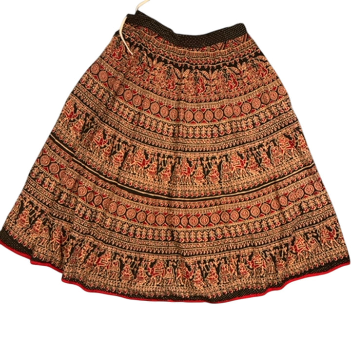 Ethnic Patterned Gathered Skirt - XL - Think Vintage