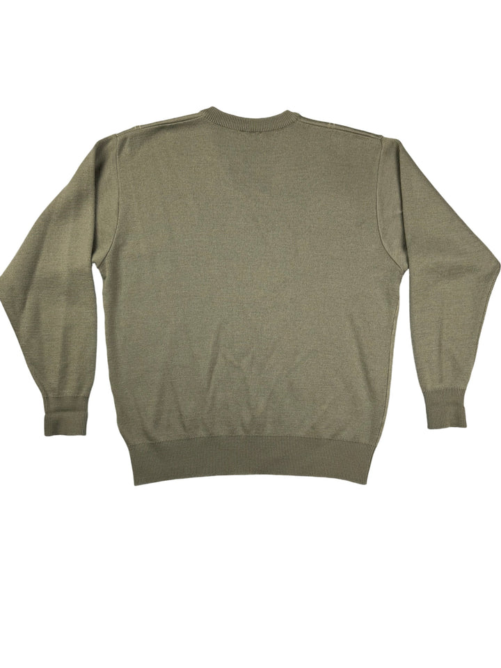Modern Green Long Sleeve Wool Acrylic Sweater - M