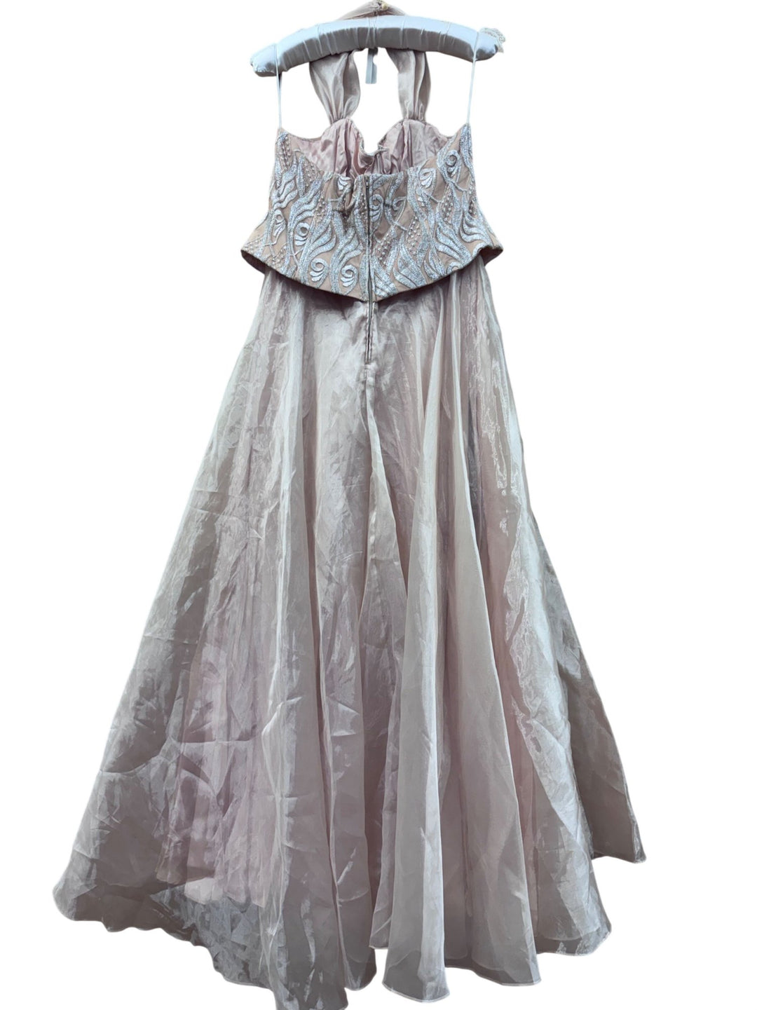 Embroidered Strapless Evening Dress