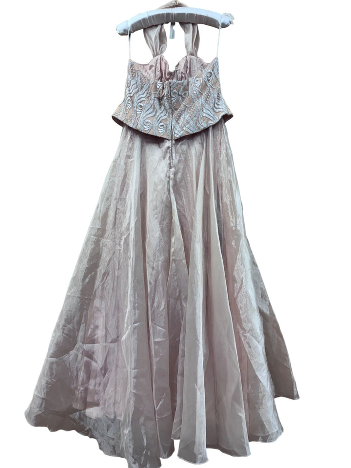 Embroidered Strapless Evening Dress