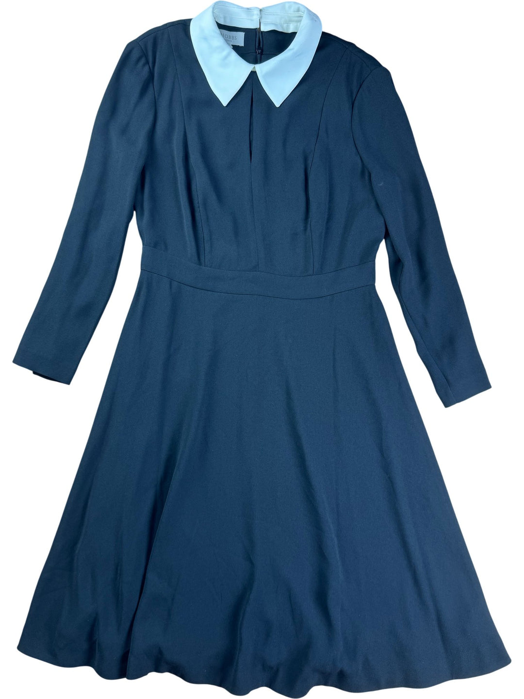 Hobbs Black A-Line Dress With White Collar - S