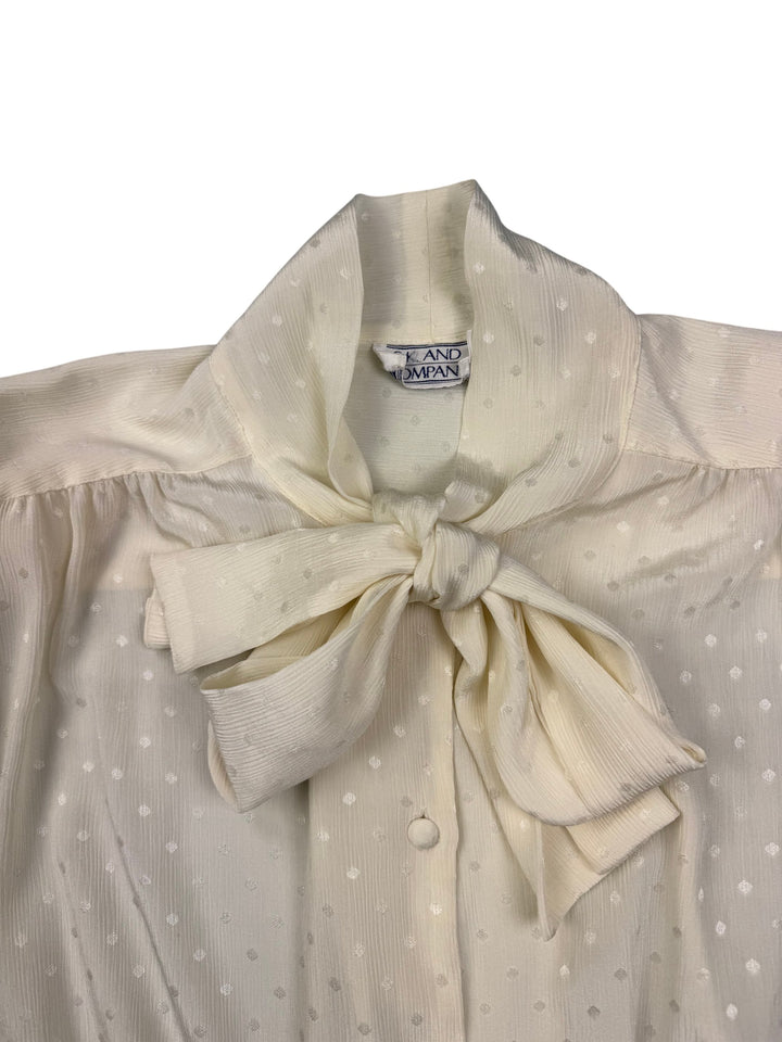 1980s Polka Dot Long Sleeved Blouse - M - Think Vintage