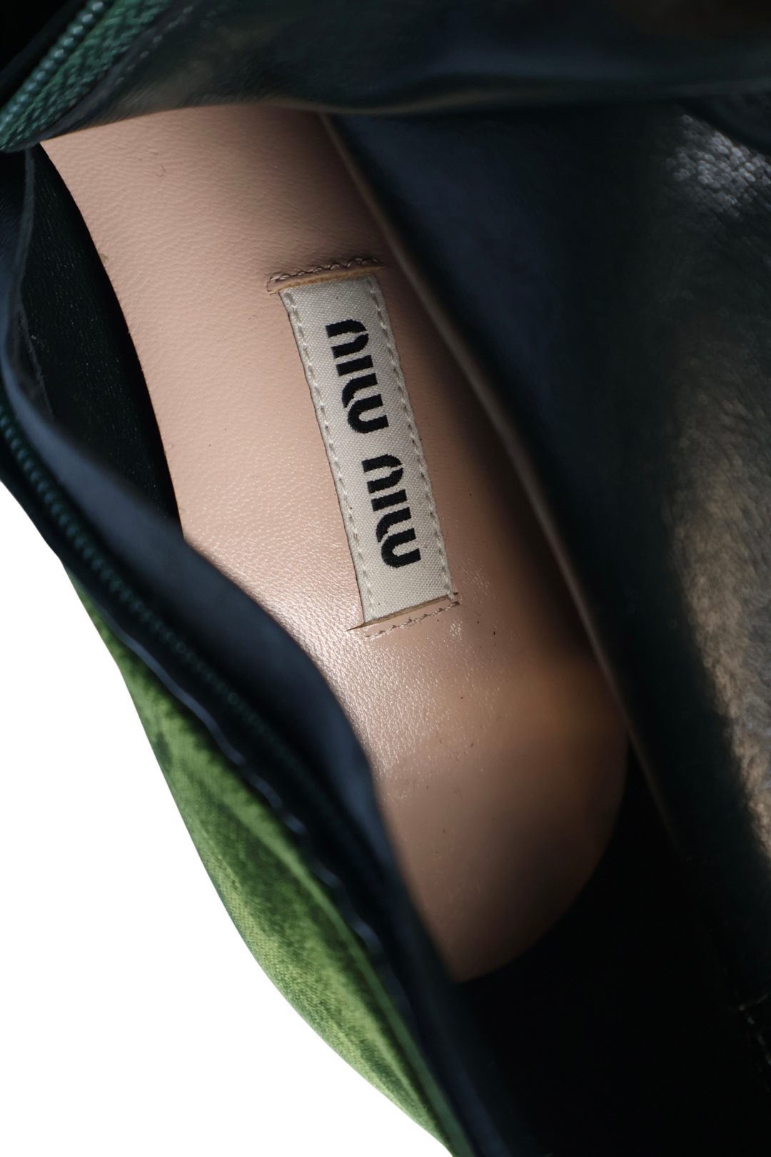 Miu Miu Velvet Ankle Boots with Zipper Brown and Green - 4 - Think Vintage
