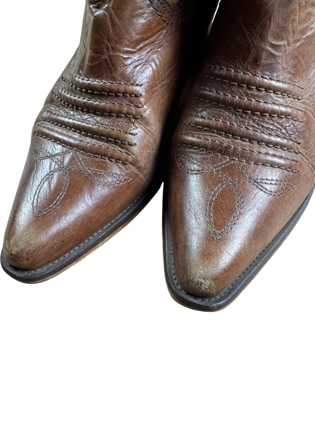 Brown Leather Cowboy Boots - 8