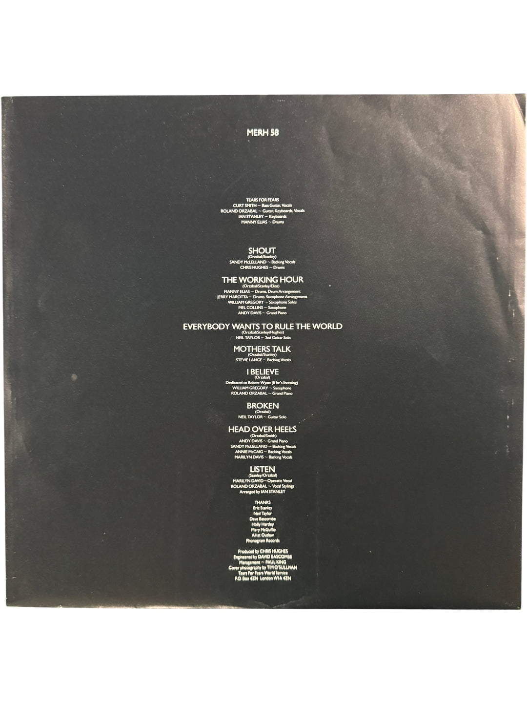 Tears For Fears Songs From The Big Chair Vinyl - Think Vintage