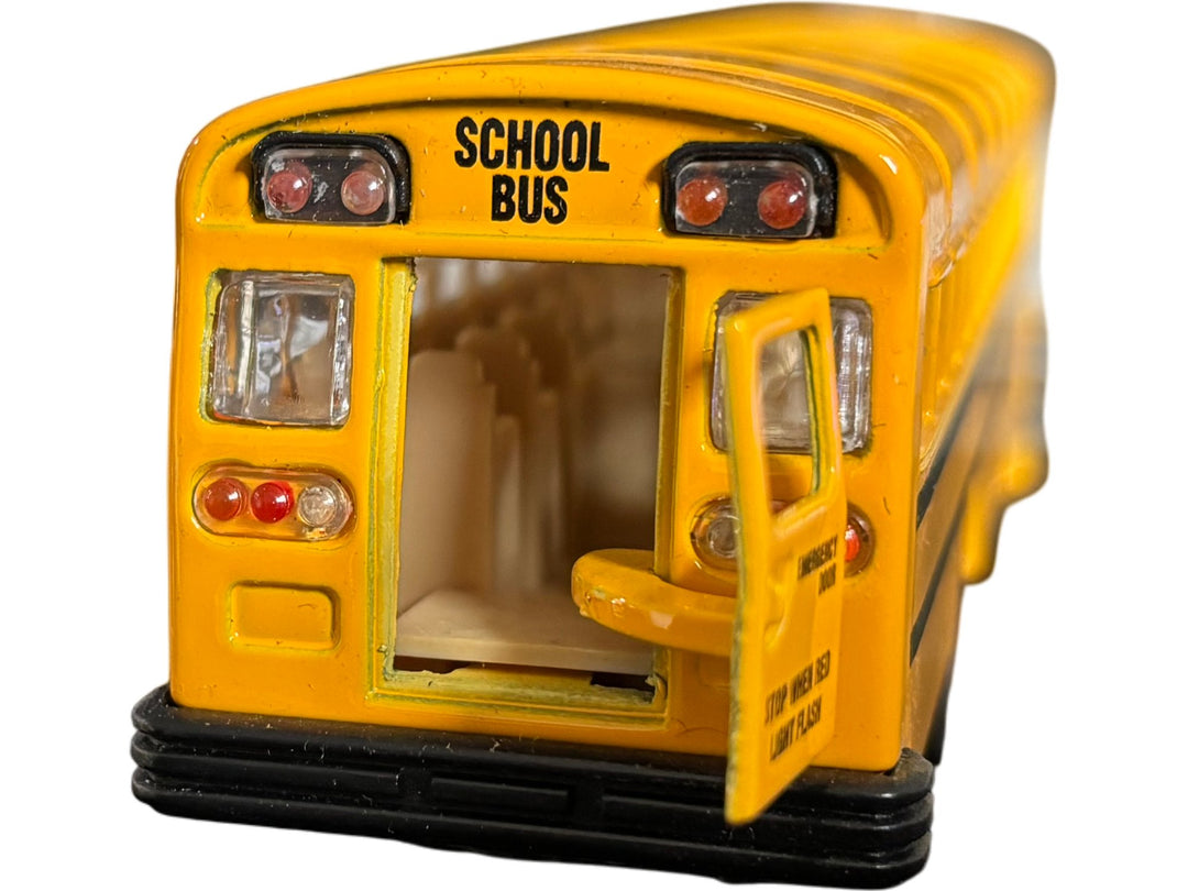 Yellow Diecast Model School Bus With Opening Doors Collectible Toy - Think Vintage