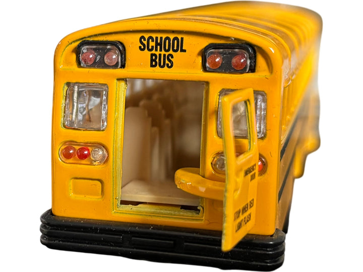 Yellow Diecast Model School Bus With Opening Doors Collectible Toy - Think Vintage