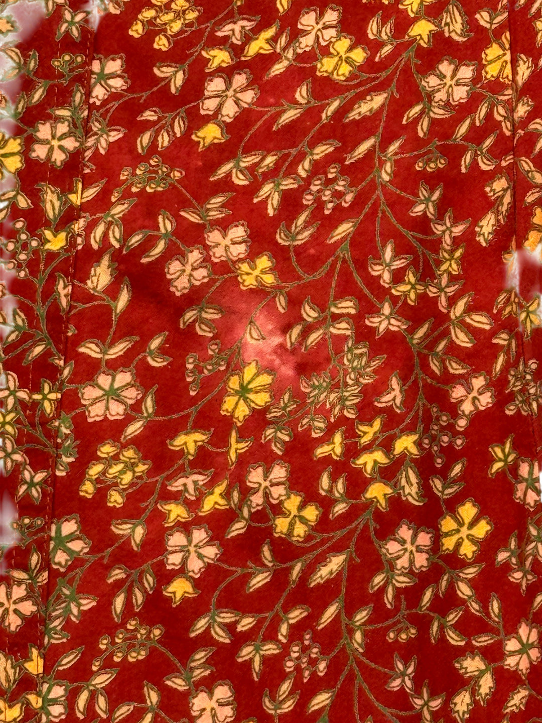 Floral Red Long Sleeve Dress - M - Think Vintage
