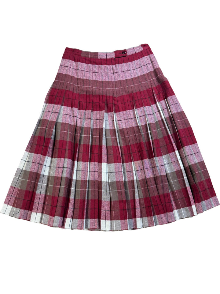 Tartan Pleated Midi Skirt