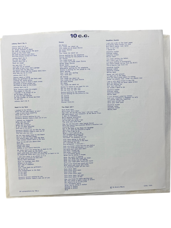 100cc Greatest Hits of 10cc Vinyl Record- Very Good