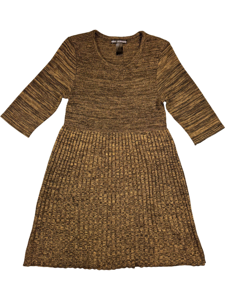 Nina Leonard Brown Knit Dress - XS
