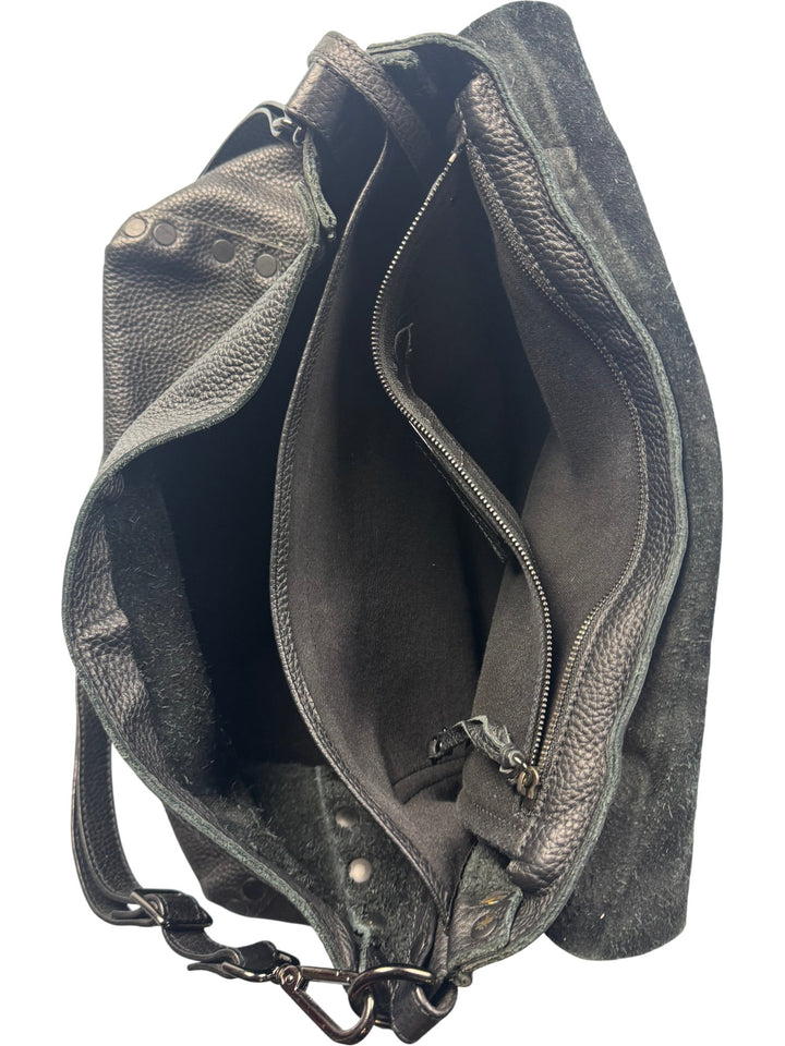 Postina Black Leather Satchel Bag