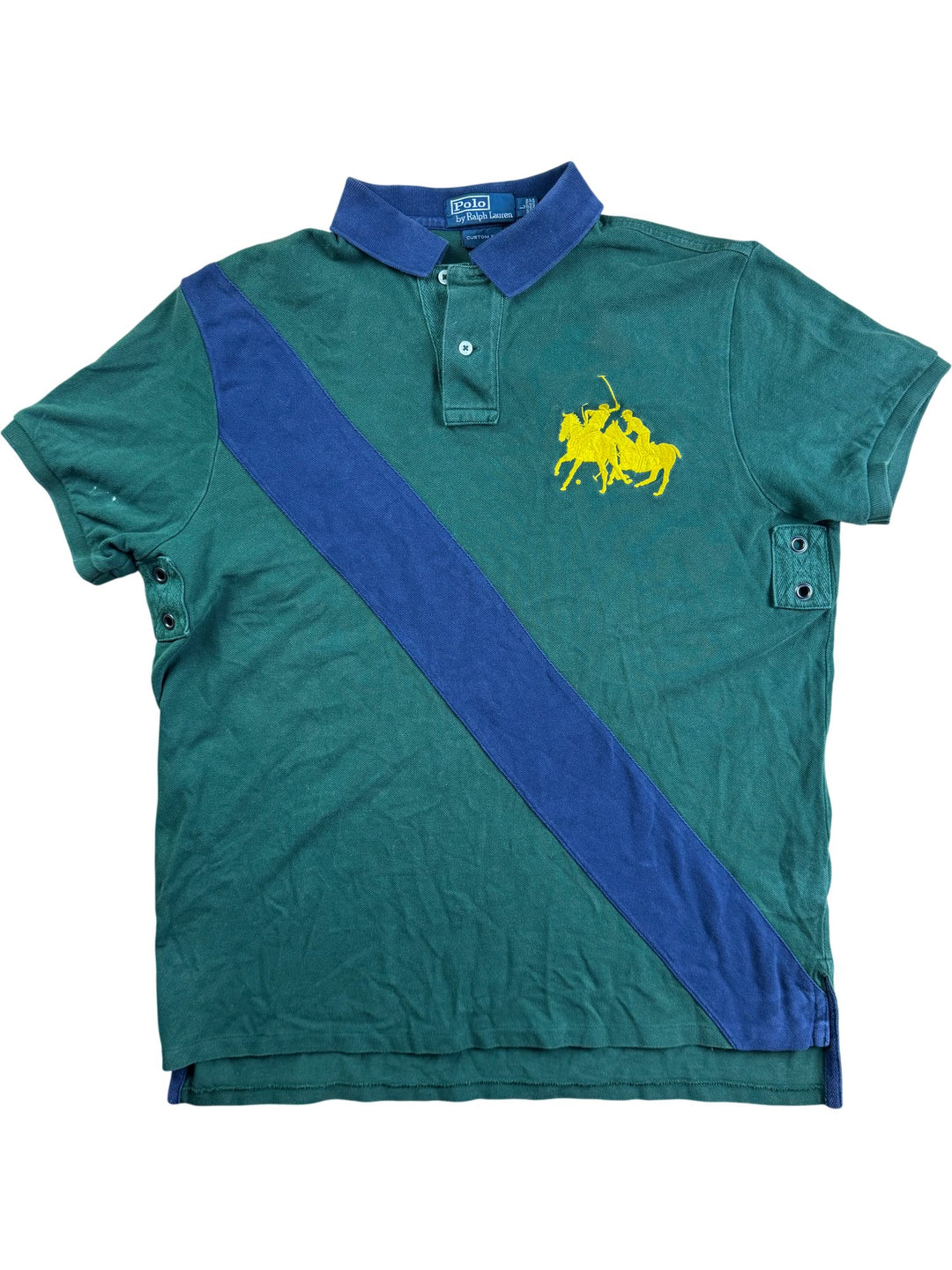 Ralph Lauren Green Polo Shirt with Blue Stripe