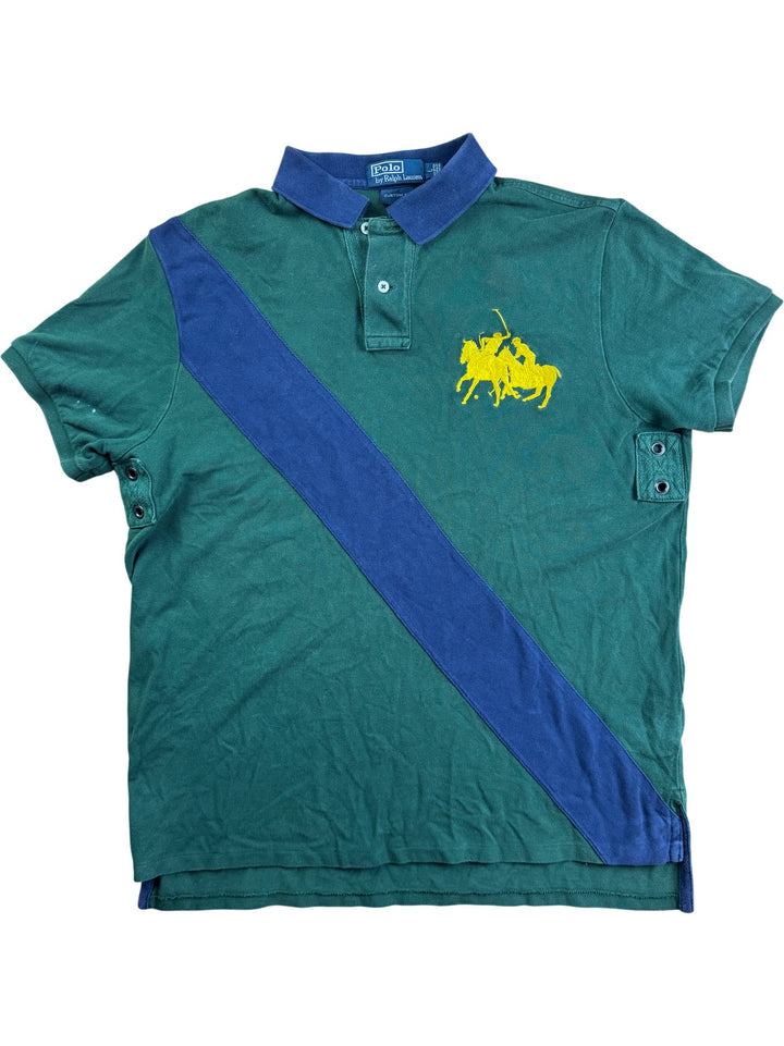 Ralph Lauren Green Polo Shirt with Blue Stripe