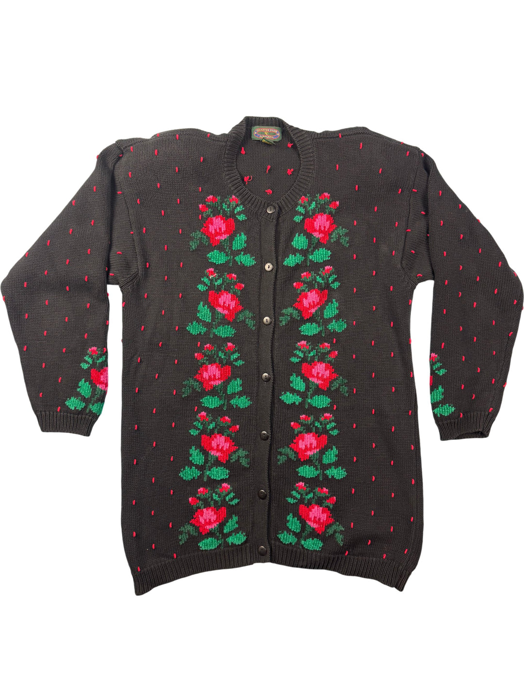 Charter Club Floral Knit Cardigan - Think Vintage