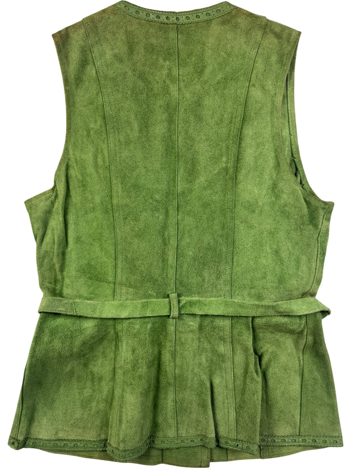 1960s Green Suede Buttoned Waistcoat - S