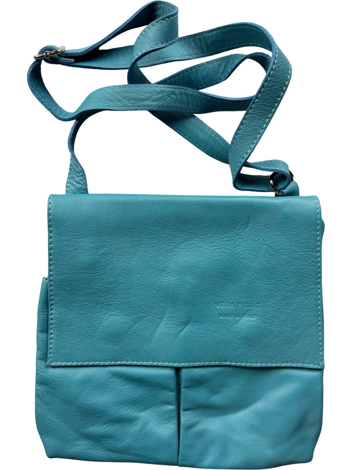 Italian Turquoise Leather Crossbody Bag