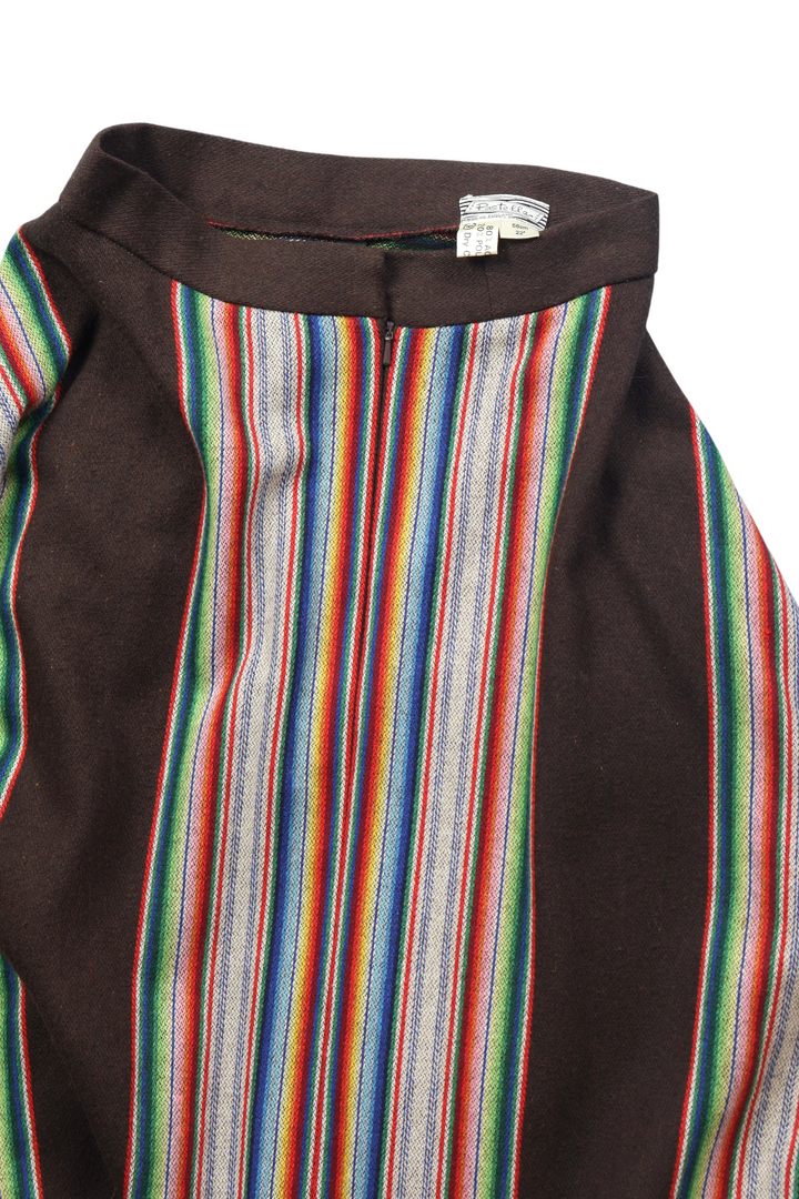 1970s Rainbow Stripe Maxi Skirt - XS - Think Vintage
