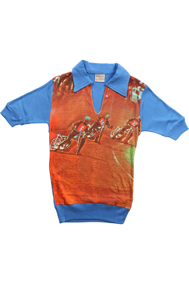 1970s Speedway Graphic Cotton T-Shirt - S - Think Vintage