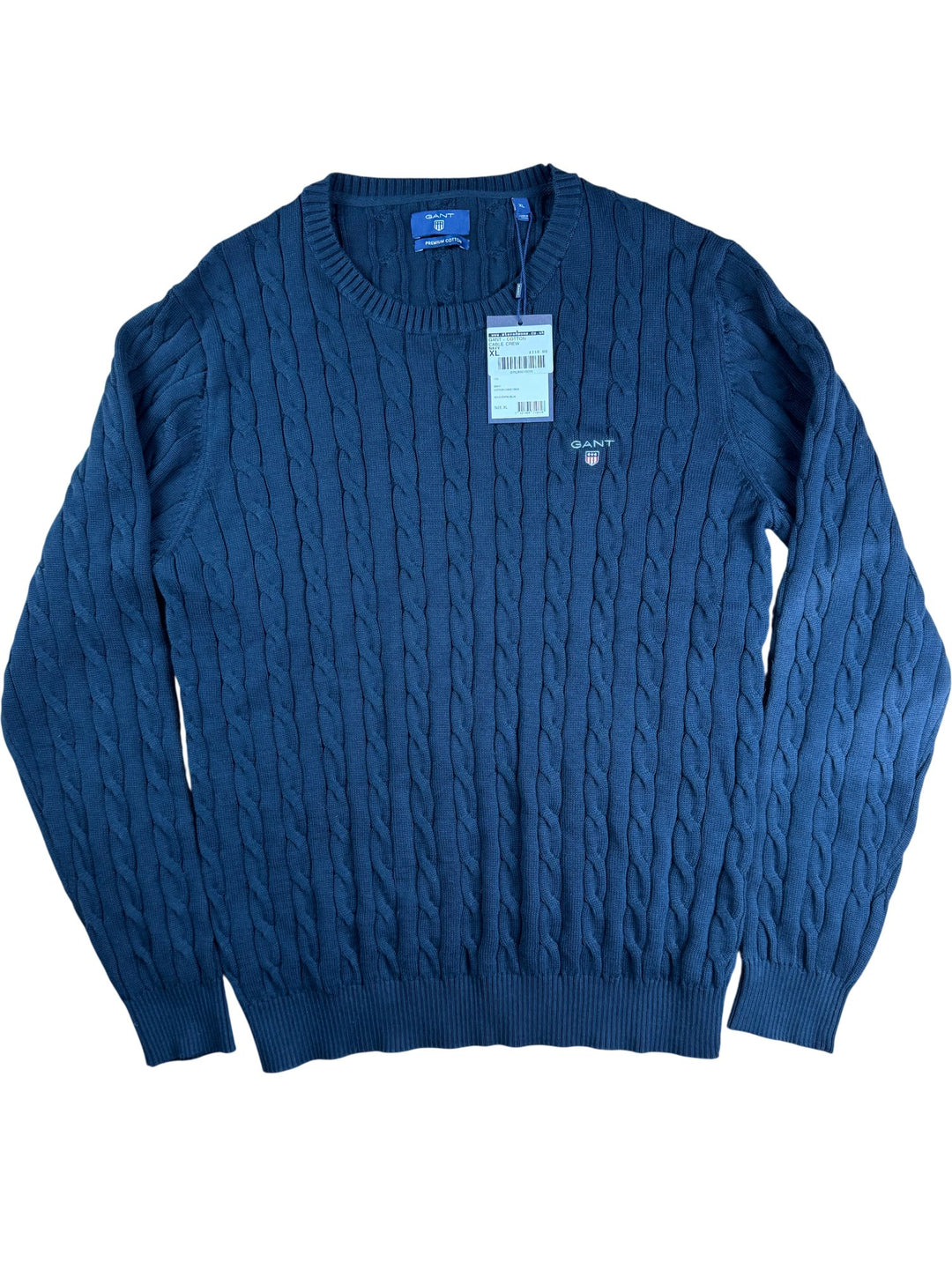 Gant Cotton Cable Crew Sweater Navy - L