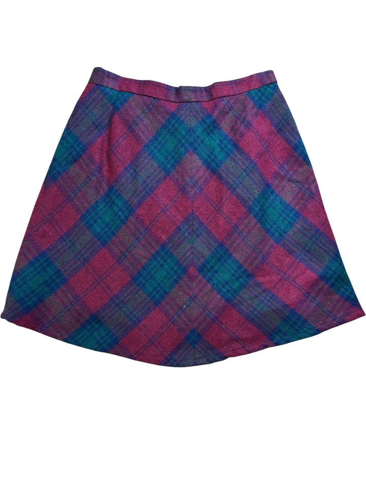 Plaid A-Line Wool Skirt