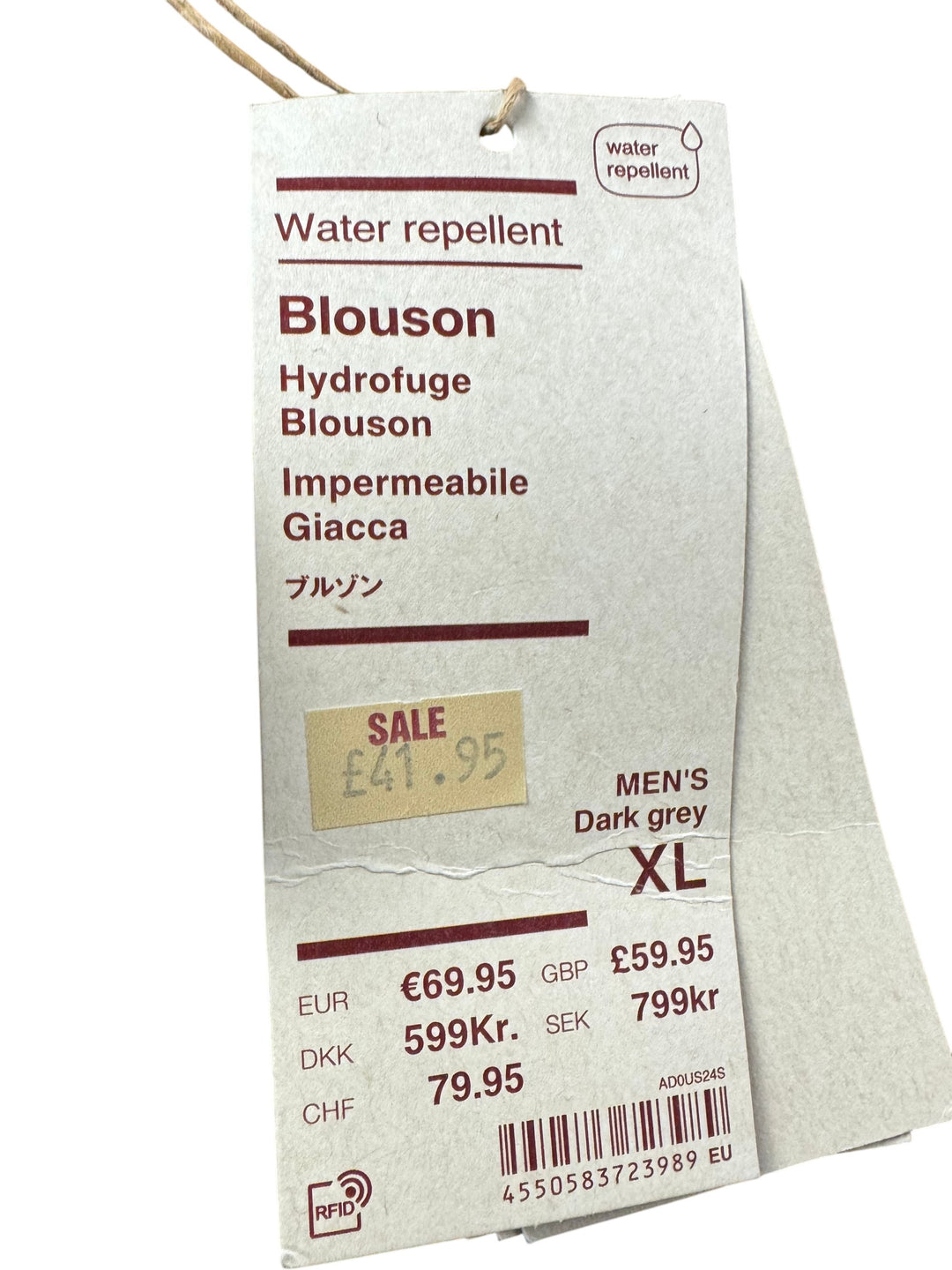 Men's Dark Grey Water Repellent Blouson - XL