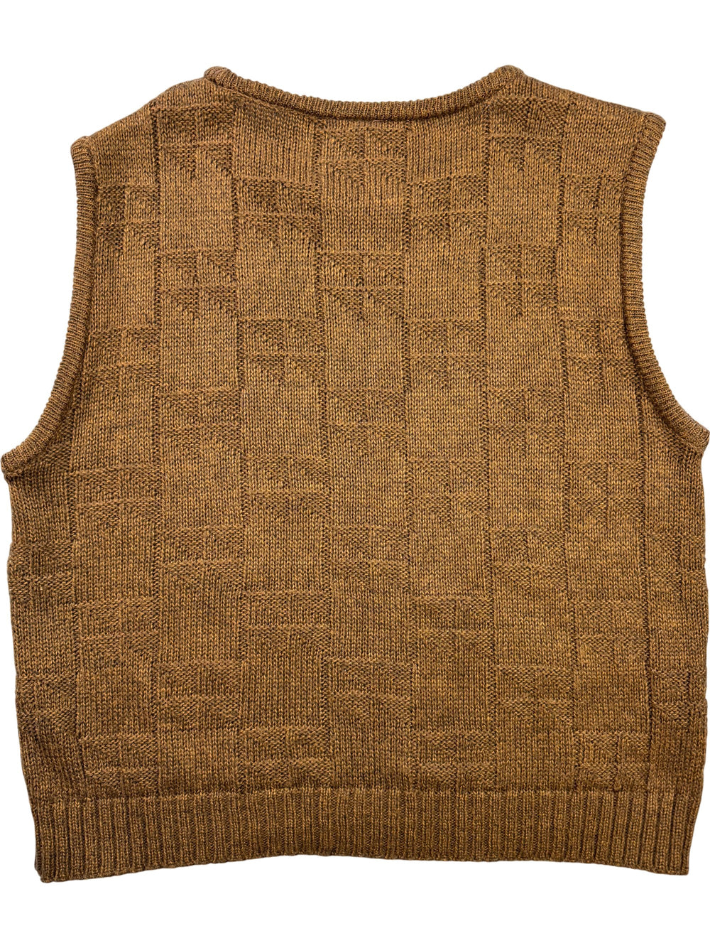 1970s Brown Acrylic Knitted Vest - L - Think Vintage